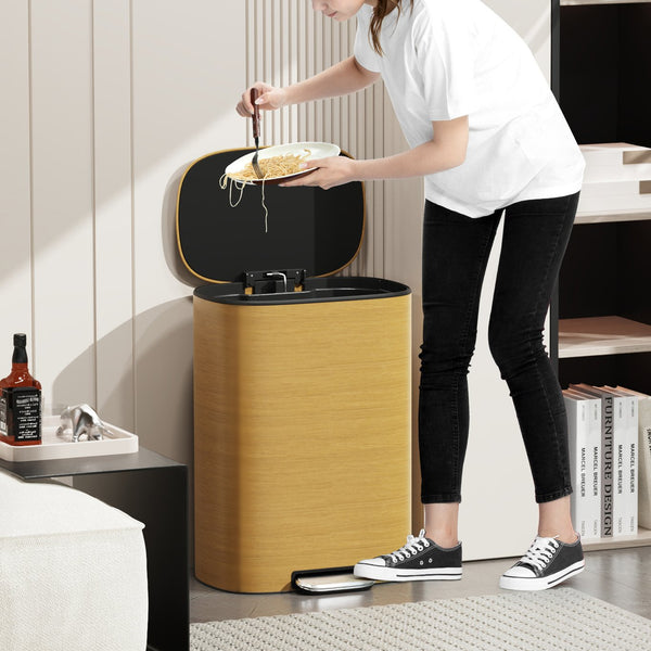 English Elm 13 13 Gallon 50L Stainless Steel Trash Can with Soft-Close Lid, Fingerprint-Proof, Foot Pedal, Large Capacity W1550P154901