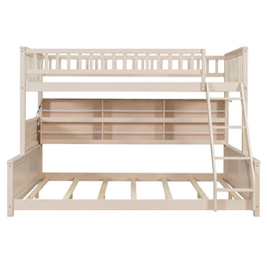 English Elm Twin Xl Over Queen Bunk Bed with Led Lighting Shelving and Pegboard Pinewood Frame Beige LT000280AAA