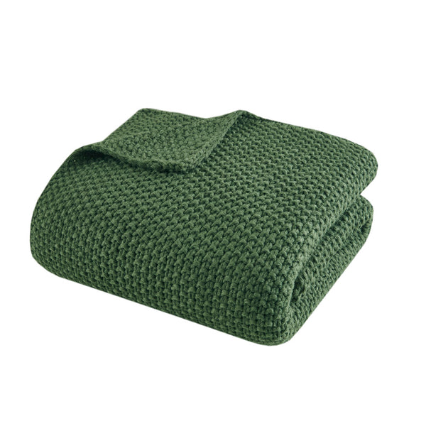 JLA Home INK+IVY - Throw ultra-soft knit 50x60 inch cottage-style acrylic throw — machine washable, durable cozy layer Green II50-1297