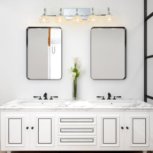 English Elm 29" Nickel Vintage Crystal Vanity Light – 5-Light Wall Mirror Fixture, Nickel Iron & Clear Glass Elegance W1340P206725