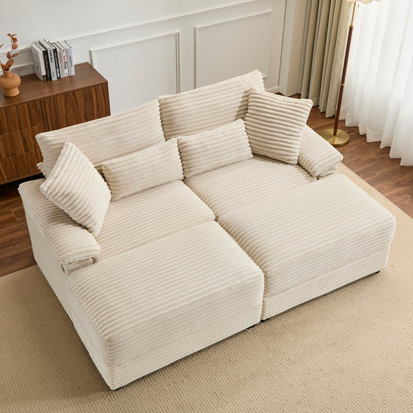 English Elm Double Chaise Sectional Sofa with Corduroy Upholstery Usb Charging and Storage Ottomans W2606P317518