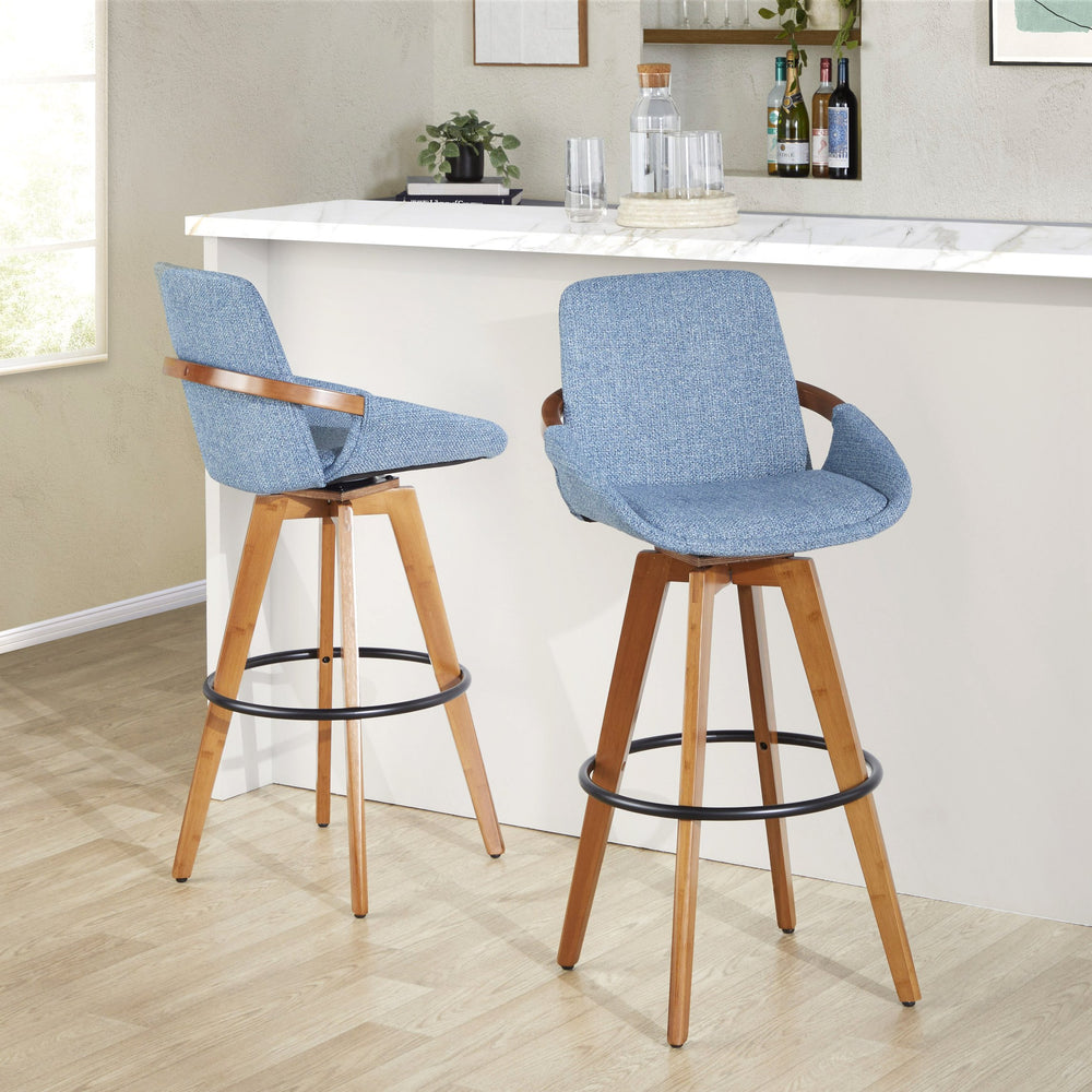 English Elm Dining/accent Chair Solid Wood Tapered Legs Cream Upholstery Mid-century Modern Seating Blue B202P471198