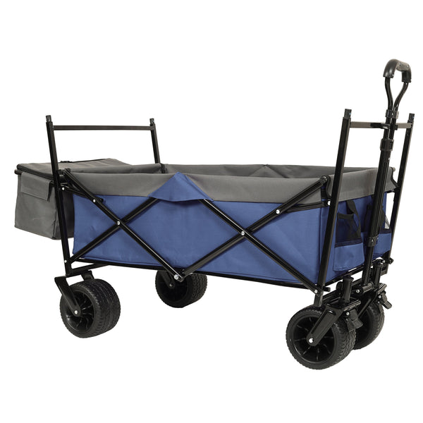 English Elm 480lbs Folding Utility Wagon with Canopy All-terrain Wheels Steel Frame Outdoor Hauler W2932P326773