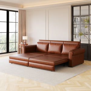 English Elm Chesterfield Velvet King Sleeper Sofa with Nailhead Trim and Rolled Arms for Living Room W1885S00359