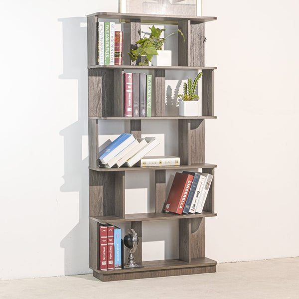 English Elm 31.5" Tall 5-tier Mdf Bookcase Slim Open Shelving Unit for Office Bedroom Living Room Dark Brown W2899P444163