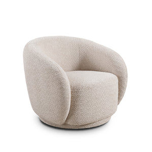 English Elm C3-2507, Boucle Barrel Swivel Accent Chair with 360 Degree Base for Living Room W2664P407033