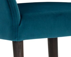 Sunpan Adelaide Counter Stool - Elegant Design with Sloping Arms and Antique Brass Caps for Modern Spaces Timeless Teal