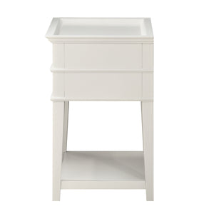 English Elm Carmona Midnight Blue Tray Top Nightstand with Two Drawers, Open Shelf, Brushed Gold Ring Pulls White B050P376937