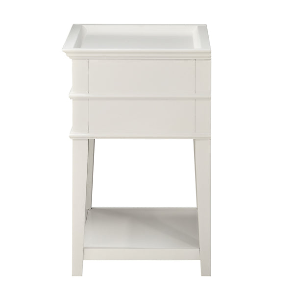 English Elm Carmona Midnight Blue Tray Top Nightstand with Two Drawers, Open Shelf, Brushed Gold Ring Pulls White B050P376937