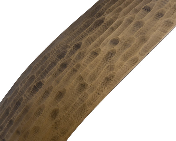 Sunpan Zanatta Dining Armchair – Handcrafted Antique Brass Frame with Unique Hammered Metal Detailing Charcoal Black Leather