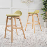 Christopher Knight Home® - Noble House - Moria Green Tea Fabric/ Oak Finish Bar Stool (Set Of 2)