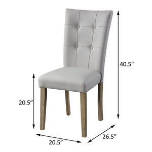 English Elm Grey Tufted Side Chairs Set Of 2 - Elegant Faux Leather, Durable Oak Frame, Modern Comfort & Style B062P182762