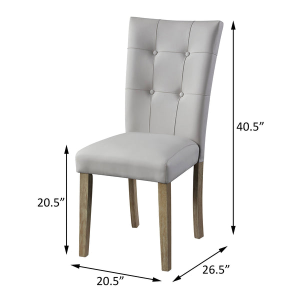 English Elm Grey Tufted Side Chairs Set Of 2 - Elegant Faux Leather, Durable Oak Frame, Modern Comfort & Style B062P182762