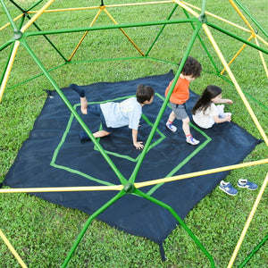 English Elm 12ft Geodesic Climbing Dome with Hammock Powder Coated Steel Backyard Play Structure N710P345629L