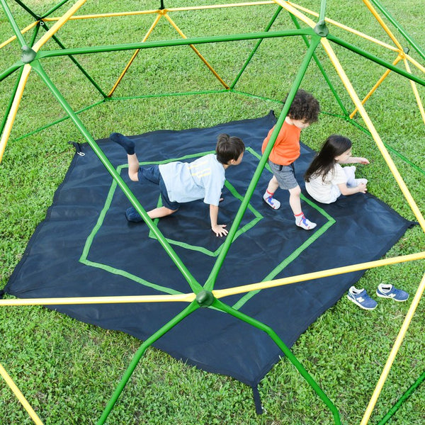 English Elm 12ft Geodesic Climbing Dome with Hammock Powder Coated Steel Backyard Play Structure N710P345629L