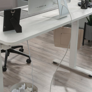 English Elm Sit/Stand Desk In Modern White Finish With Ergonomic Height Adjustment & Integrated Charging Options B356P402616-GIGA