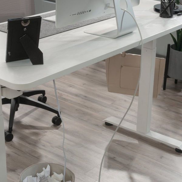 English Elm Sit/Stand Desk In Modern White Finish With Ergonomic Height Adjustment & Integrated Charging Options B356P402616-GIGA