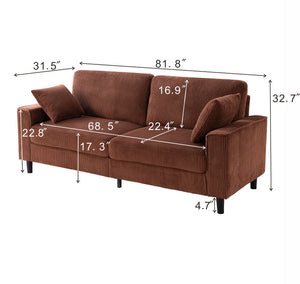 English Elm 81.8"corduroy Ribbed Upholstered 2-seater Sofa with Iron Wood Frame for Living Room Orange W5515P488193