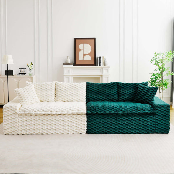 English Elm Luxury Color-Block Turtle Velvet Sofa - Modular Design For Stylish Living Room Comfort & Flexibility P2 W3371S00046-GIGA