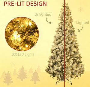 English Elm Christmas Flocked Tree 7.5 Ft with 500 Warm White Leds and Snow Dusted Pvc Branches T3971P419703