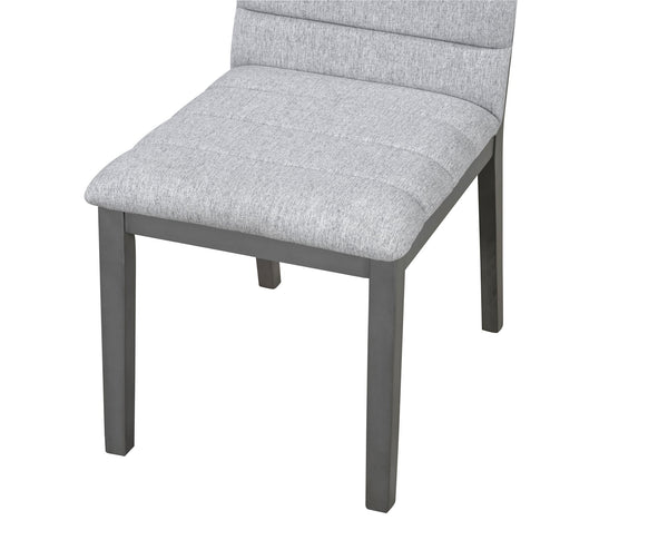 English Elm Oak Tufted Gray Dining Chairs Set of 2 — Oak Gray Fabric, High-Density Foam, Lumbar Support, Compact Elegance N842P299015G