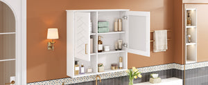 English Elm 2-in-1 Matte Wall Mounted Medicine Cabinet Soft Close Mirror Storage for Bathroom Vanity White N710P389456K