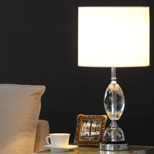 English Elm 23.75" Elegant Georgia Pear-Cut Crystal Table Lamp with Silver Chrome Base, Multicolor Prisms & White Shade B072116622