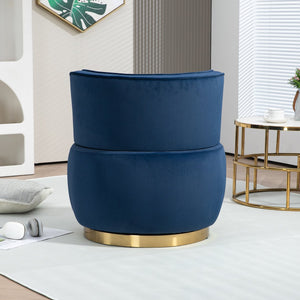 English Elm 360 Velvet Swivel Barrel Chair with Plush Foam Cushion, 360° Rotating Accent Seat for Living Room Navy W395P145392