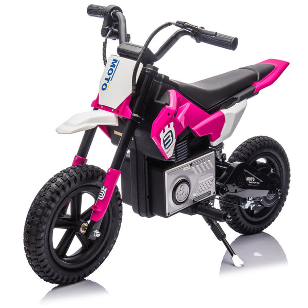 English Elm 24v Kids Electric Motocross Motorcycle 200w Hub Motor Suspension Led Bluetooth Audio Pink W1578P225049