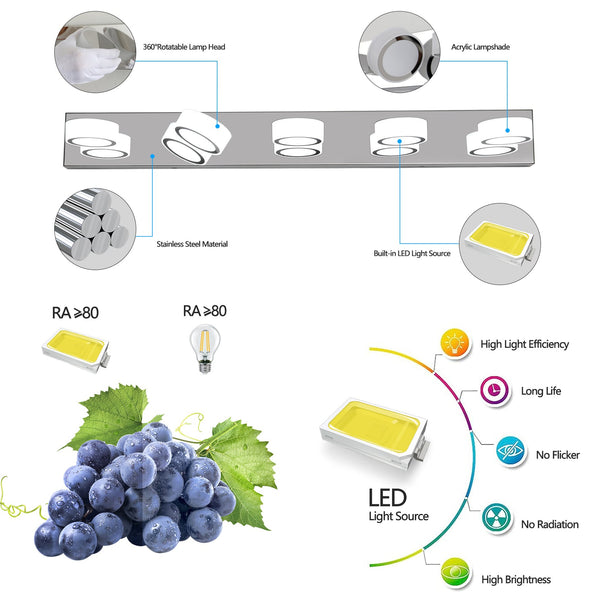 English Elm 37" Modern 6-Light Bathroom Vanity Fixture with Clear Glass Shades, Iron Frame, Hardwired Elegance Chrome W1340P206815