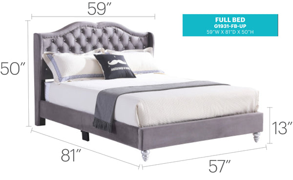 English Elm Stylish Velvet King Bed Frame with Plush Upholstery, Durable Construction, Easy Assembly, Transitional Appeal Gray 6.3 L x 36.5 W x 58.5 H B078108098