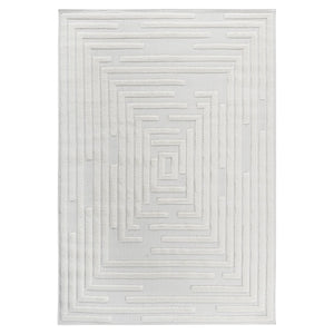 English Elm Step Collection Geometric High-low Pile Polypropylene Rug for Modern Living Spaces Cream B189P448808
