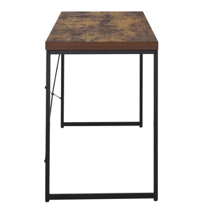English Elm Weathered Oak Writing Desk With Sleek Black Metal Base - Modern Industrial Home Office Furniture B062P184521-GIGA