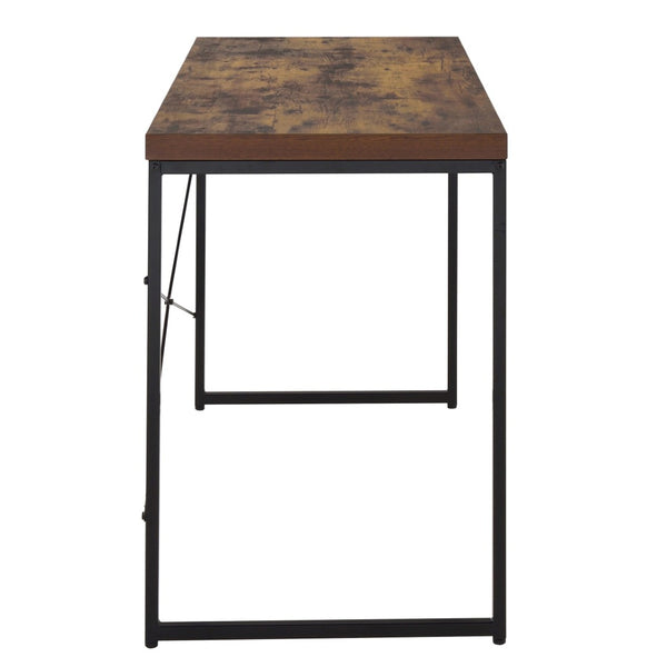 English Elm Weathered Oak Writing Desk With Sleek Black Metal Base - Modern Industrial Home Office Furniture B062P184521-GIGA