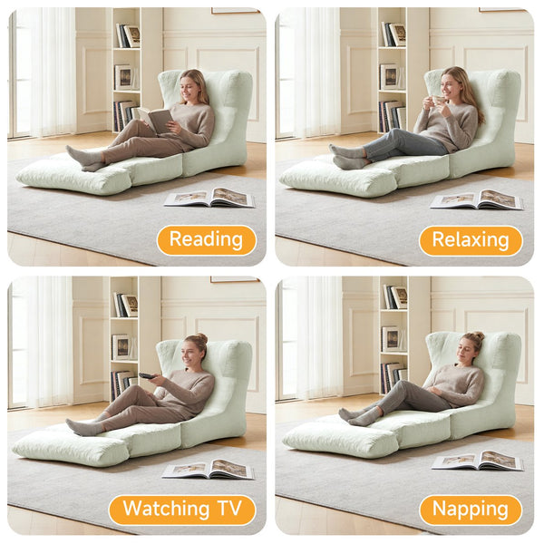English Elm Cloud Corduroy Sleeper Chair Foldable High Density Foam Seat for Small Space Living Beige W1765P448558