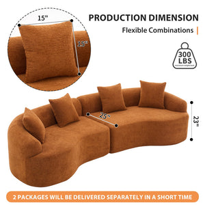 English Elm Compression Compression Sponge Sofa Curved Modular Sectional with 30D High-Density Chenille Sleeper for Cozy Apartment Living Room Comfort and Safe Rounded Design Orange W2231S00015