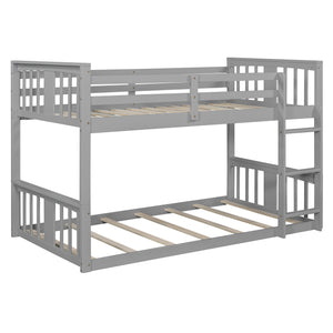 English Elm Twin Over Kids Bunk Bed Solid Pine Frame Gray Finish with Safety Guardrail N708P242163E