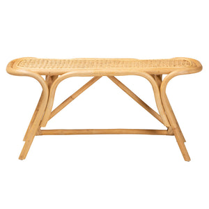 English Elm Modern Rattan Oval Bench Hand Woven Accent Seat for Bohemian Entryway Decor B2750P467673
