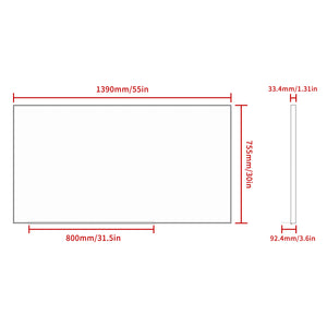 English Elm 55"x30" Oversized Modern Bathroom Mirror with Removable Tray Silver Aluminum Frame for Vertical or Horizontal Mounting W708P297404