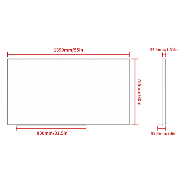 English Elm 55"x30" Oversized Modern Bathroom Mirror with Removable Tray Silver Aluminum Frame for Vertical or Horizontal Mounting W708P297404
