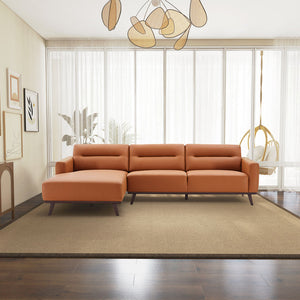 English Elm Ashcroft Furniture - Ella L-Shaped Cognac Pu Leather Sectional Couch - Mid-Century Modern Design For Stylish Comfort B183S00109