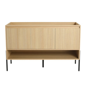 English Elm 48" Modern Freestanding Bathroom Vanity Cabinet, 3 Soft-Close Doors, KD Packing, No Sink Included W1972P199462