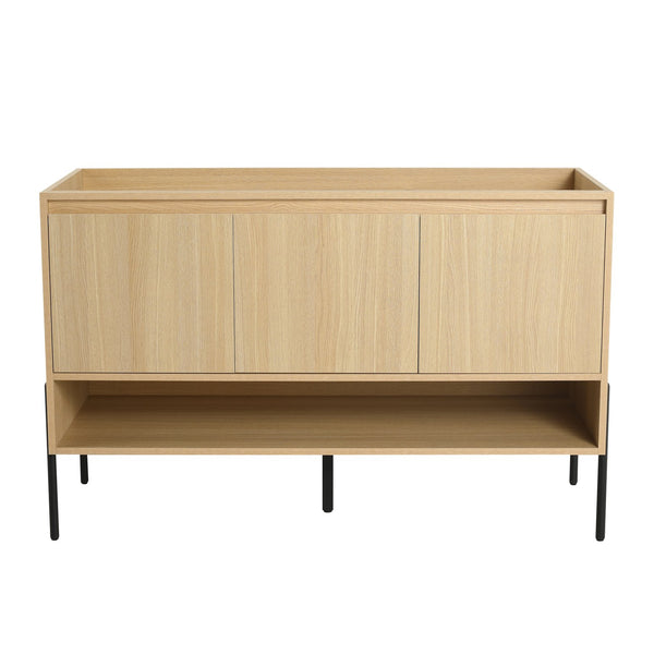 English Elm 48" Modern Freestanding Bathroom Vanity Cabinet, 3 Soft-Close Doors, KD Packing, No Sink Included W1972P199462