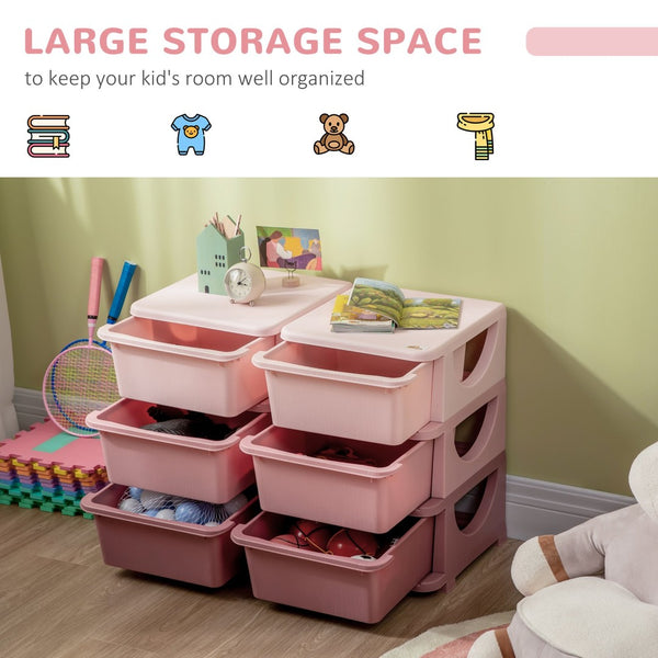 English Elm Qaba 3 Tier Kids Storage Unit – Colorful 6 Drawer Toy Organizer For Playrooms & Bedrooms, Pink W2225P217321-GIGA