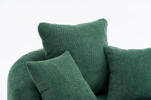 English Elm 360° Swivel Chair upholstered barrel accent chair with plush high-resilience foam and pillows for comfort Antique Green W2231P264471