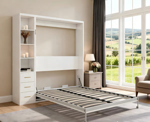 English Elm Diy Queen Murphy Bed with Integrated Workspace Desk for Studio and Home Office W5290S00002