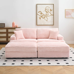 English Elm 88.58" Corduroy Three Seater Sofa with Four Toss Pillows for Modern Living Rooms W3356P312627