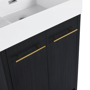 English Elm 24 Inch Freestanding Bathroom Vanity With Resin Sink, Soft-Close Doors & Adjustable Storage Options W999S00177