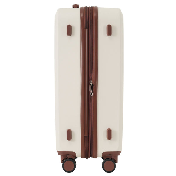 English Elm 4 Piece Hard Shell Abs Luggage Set with Spinner Wheels Tsa Lock and Packing Cubes Brown+White N732P197378K