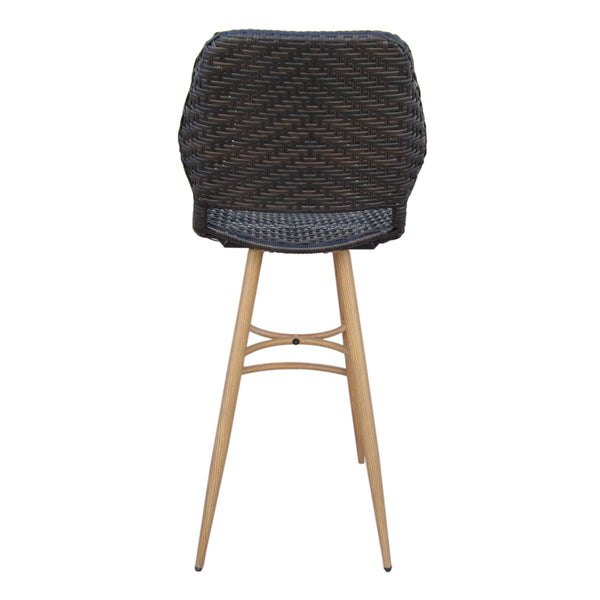 English Elm Christopher Knight Home® - LARYN Outdoor Wicker Barstools - Set of 2 Multibrown Seats with Wood-Finish Metal Legs, Durable Patio Seating 62619.00MBRN